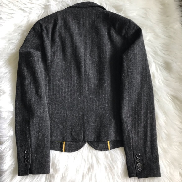 J.Crew Black Grey Pinstripe Blazer Womens Sz 4 - Picture 4 of 6